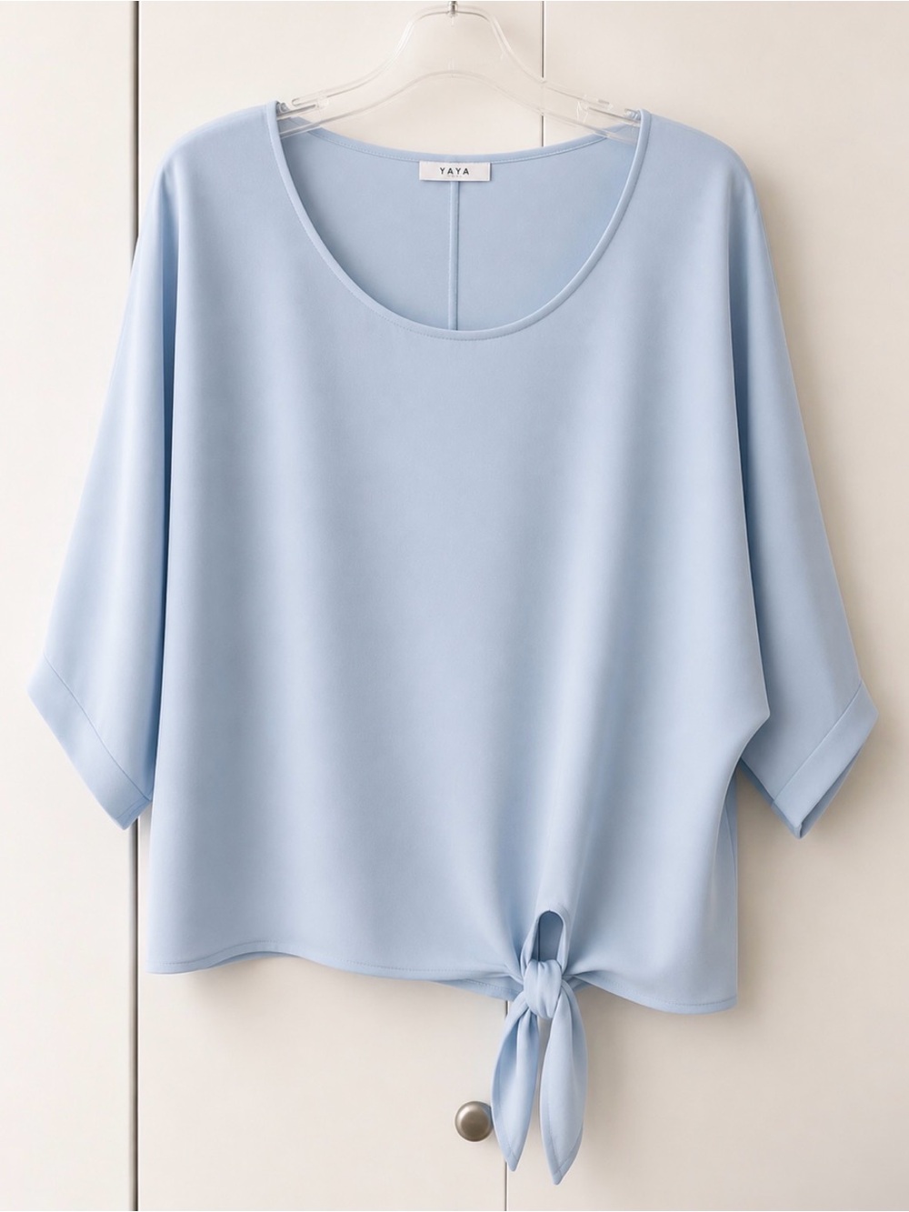 Beautiful Yaya Light Blue Tie-Front Blouse